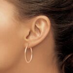 14k Rose Gold Lightweight Satin Diamond Cut Hoop Earrings - Image 3