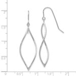 14k White Gold Polished Twisted Oblong Dangle Earrings - Image 4