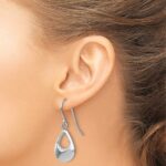 14k White Gold Teardrop Hollow Dangle Earrings - Image 3