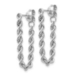14K White Gold Rope Chain Dangle Post Earring - Image 2