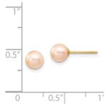 14k 5-6mm Pink Round Freshwater Cultured Pearl Stud Post Earrings - Image 4