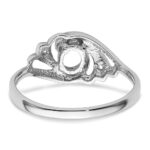 14k White Gold Polished .02ct. Diamond & 6x4 Oval Gemstone Ring Mounting - Image 3