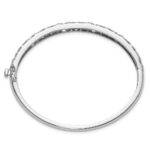 14k White Gold Swirl Design Holds 3/4 carat (5-2.9mm/6-1.7mm/12-1.3mm Round Stones) Hinged Oval Bangle Mounting - Image 2