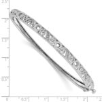 14k White Gold Swirl Design Holds 3/4 carat (5-2.9mm/6-1.7mm/12-1.3mm Round Stones) Hinged Oval Bangle Mounting - Image 3