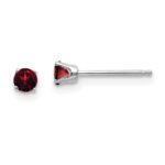 14k White Gold 3mm Round January/Garnet Stud Earrings