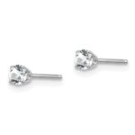 14k White Gold 3mm Round April/White Topaz Stud Earrings - Image 2