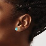 14k 8mm Blue Topaz Post Earrings - Image 3