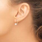 14k 5-6mm White Round Akoya Saltwater Cultured Pearl Leverback Earrings - Image 3