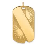 14k Patterned Sunburst with Diagonal Stripe .018 Gauge Engravable 36x21mm Dog Tag Disc Charm