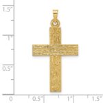 14k Polished Wood Texture Solid Cross Pendant - Image 3