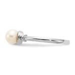 14k White Gold 5mm FW Cultured Pearl AA Diamond ring - Image 3