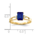 14k 7x5mm Emerald Cut Sapphire AA Diamond ring - Image 2