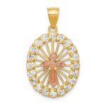 10k Two-tone CZ Cross Pendant