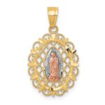 10k Two-tone with White Rhodium Our Lady of Guadalupe Pendant