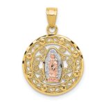 10k Two-tone with White Rhodium Our Lady of Guadalupe Pendant