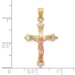 10k Two-tone CZ Crucifix Pendant - Image 3