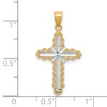 10K w/ Rhodium Diamond-Cut Cross Pendant - Image 3