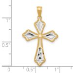 10K w/Rhodium Diamond-Cut Cross Pendant - Image 4