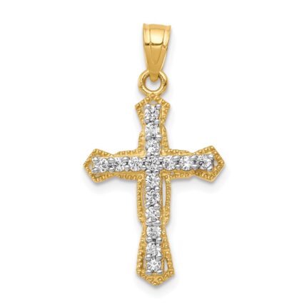 10k CZ Cross Pendant