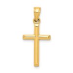 10k Polished Hollow Cross Pendant