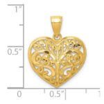 10K Diamond-cut Filigree Heart Charm - Image 4