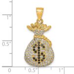 10K Black and Clear CZ Micro Pave Money Bag Pendant - Image 4