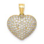 10K CZ Micro Pave Heart Pendant