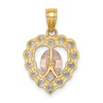 10K Two-Tone W/White Rhodium CZ Guadalupe Heart Pendant - Image 3