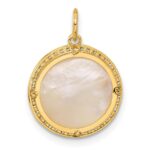 10K Polished CZ and Mother of Pearl Sun Moon and Stars Disc Charm - Image 3