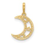 10K Polished Clear CZ Moon and Stars Charm - Image 3
