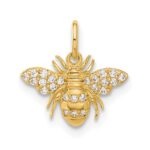 10K Polished Clear CZ Bee Charm