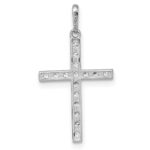 10k White Gold Polished CZ Latin Cross Pendant - Image 3