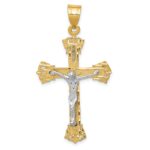 10k Two-tone Diamond-cut Crucifix Pendant
