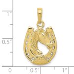 10k Solid Polished Horse Head in Horseshoe Pendant - Image 3