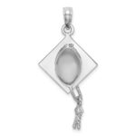 10K White Gold 3-D Graduation Cap w/ Moveable Tassle Charm - Image 4