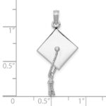 10K White Gold 3-D Graduation Cap w/ Moveable Tassle Charm - Image 3