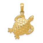10K Solid Polished Open-Backed Turtle Pendant