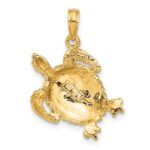 10K Solid Polished Open-Backed Turtle Pendant - Image 3