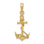 10K 3-D Anchor w/Shackle and Entwined Rope Pendant