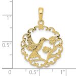 10k Hummingbird in Round Frame Pendant - Image 3