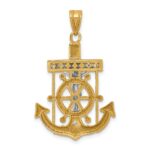 10k Two-tone Diamond-cut Mariner's Cross Pendant - Image 4