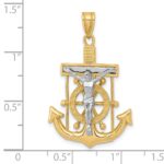 10k Two-tone Diamond-cut Mariner's Cross Pendant - Image 3
