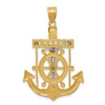 10k Two-tone Diamond-cut Mariner's Cross Pendant - Image 4