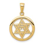 10k Jewish Chi in Star of David Pendant