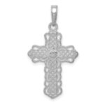 10k White Gold Lace Trim Cross Pendant - Image 4