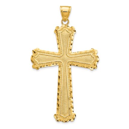 10K Diamond-cut Cross Pendant