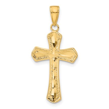 10K Diamond-cut Beveled Edges Cross Pendant