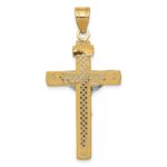 10K Two-tone D/C Large Block Lattice Cross w/Crucifix Pendant - Image 4