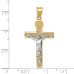10K Two-tone D/C Large Block Lattice Cross w/Crucifix Pendant - Image 3