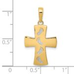 10K w/ Rhodium Cross W/Footprints Pendant - Image 3